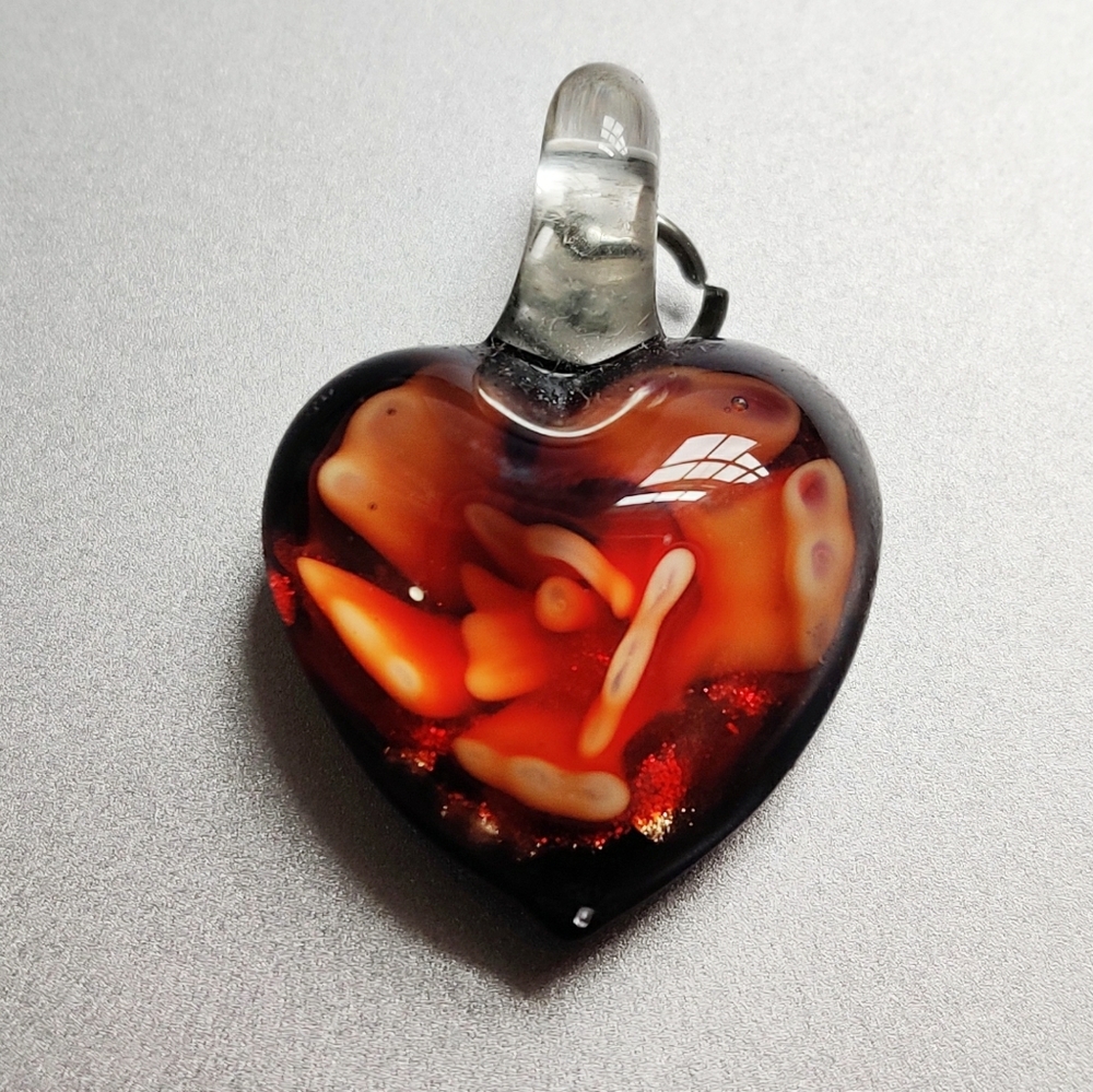 Glass Rose Heart Pendant